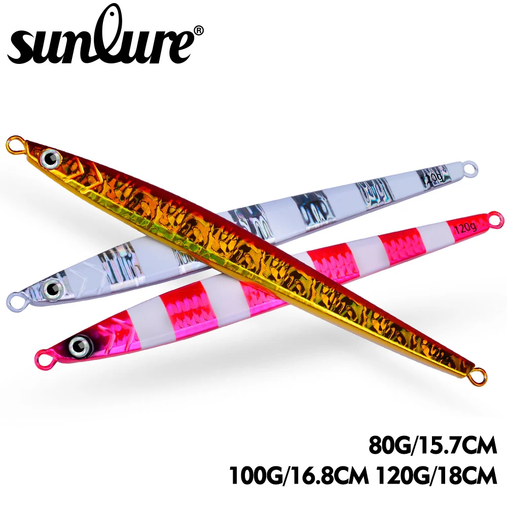 

Sunlure 5PCS Metal Jigging Lure 80g-100g-120g Jigs Bait Sinking Wobbler Artificial Hard Wobbler Trolling Leurre Sea Fishing