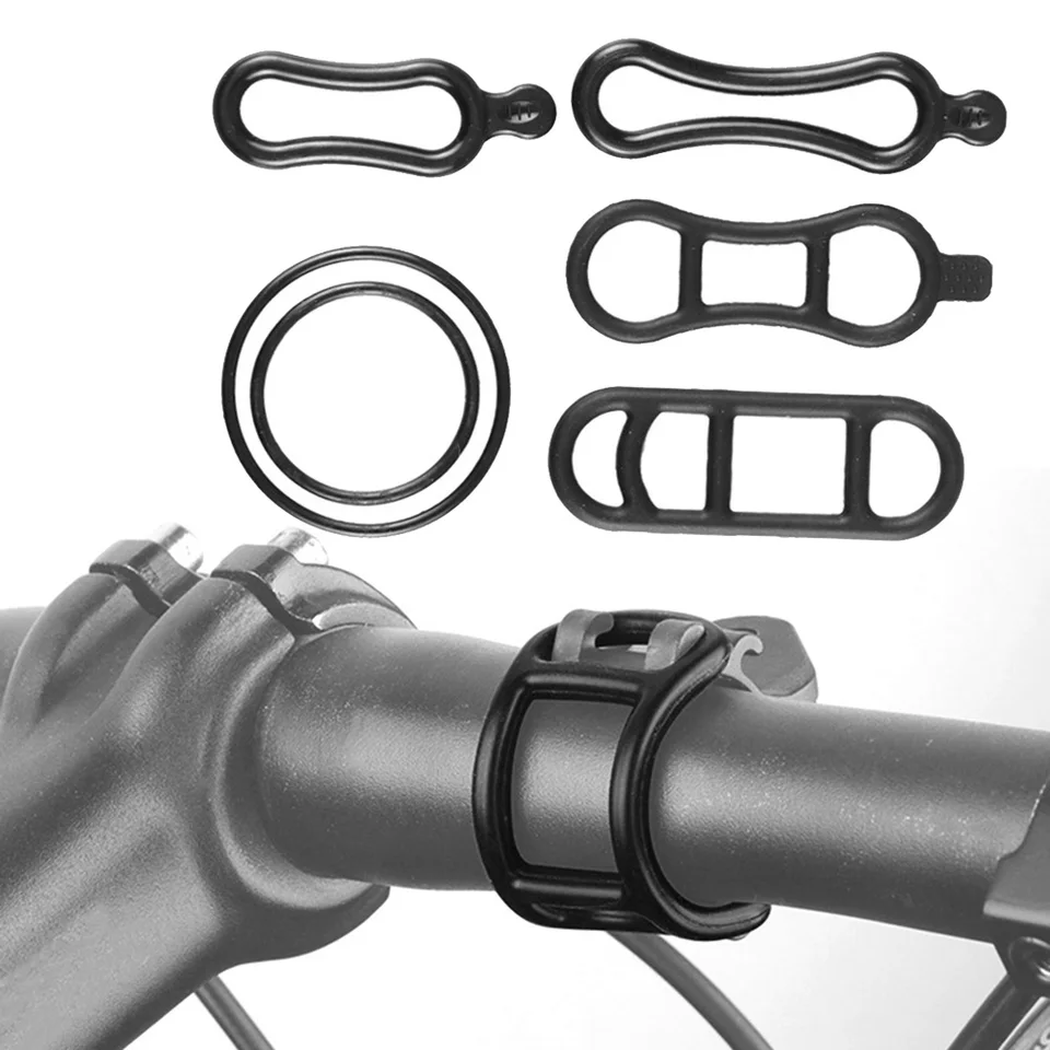 HUAZEXINX 5 Pcs Bicycle Light Silicone Straps Cycling Bicycle Rubber Bike Silicone Mount Band For Bicycle Light Sets, Black (70 X 23 Mm