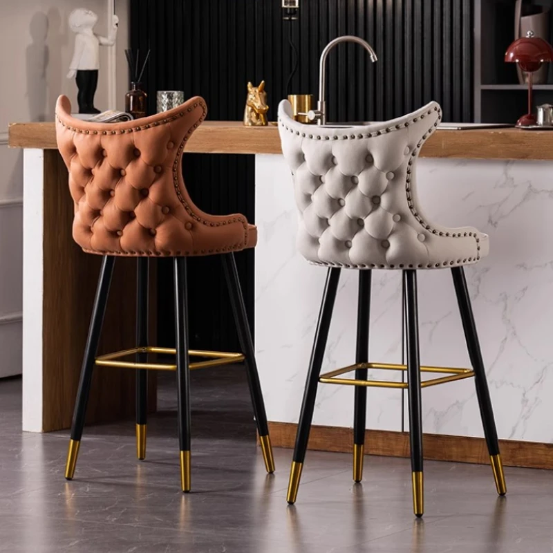 Stylowy salon stołek barowy minimalistyczny prosty tył wygodny aksamitny nordycki fotel nowoczesny skórzany dom umeblowanie Barkrukken