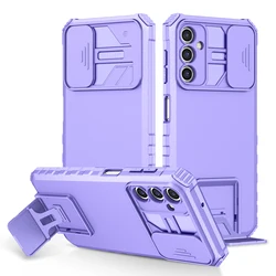 Shockproof Slide Camera Lens Protection Stand Phone Case with Enhanced Durability - Galaxy A10S (PURPLE)