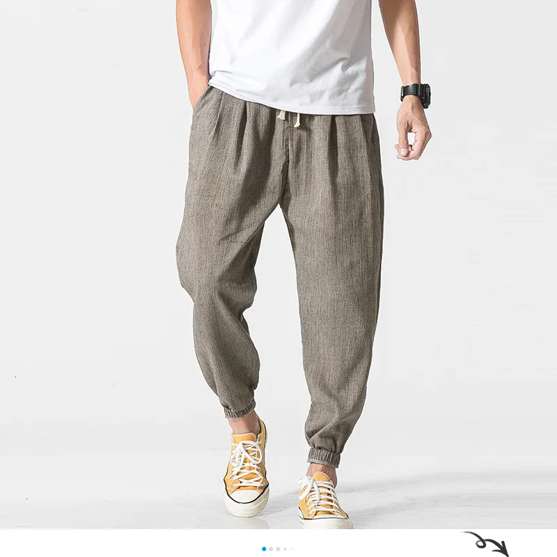 

Summer y2k Cotton Linen Casual Harem Pants Men Joggers Man Summer Trousers Male Chinese Style Baggy Pants 2023 Harajuku Clothe