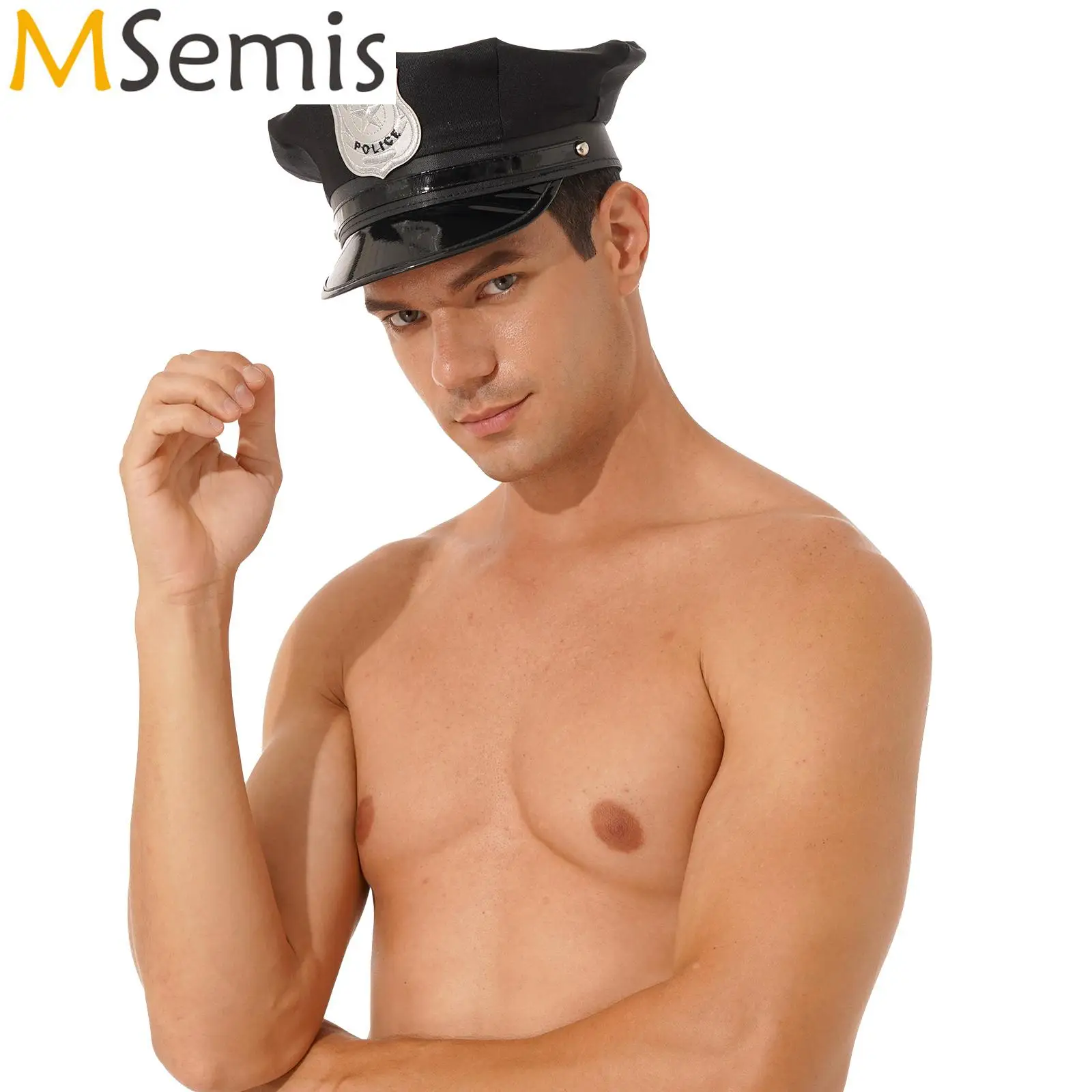 Police Captain Role Play Hat Halloween Cop Offier Cosplay Theme Party Costume Accessories Stage Performance Props Cap for Men