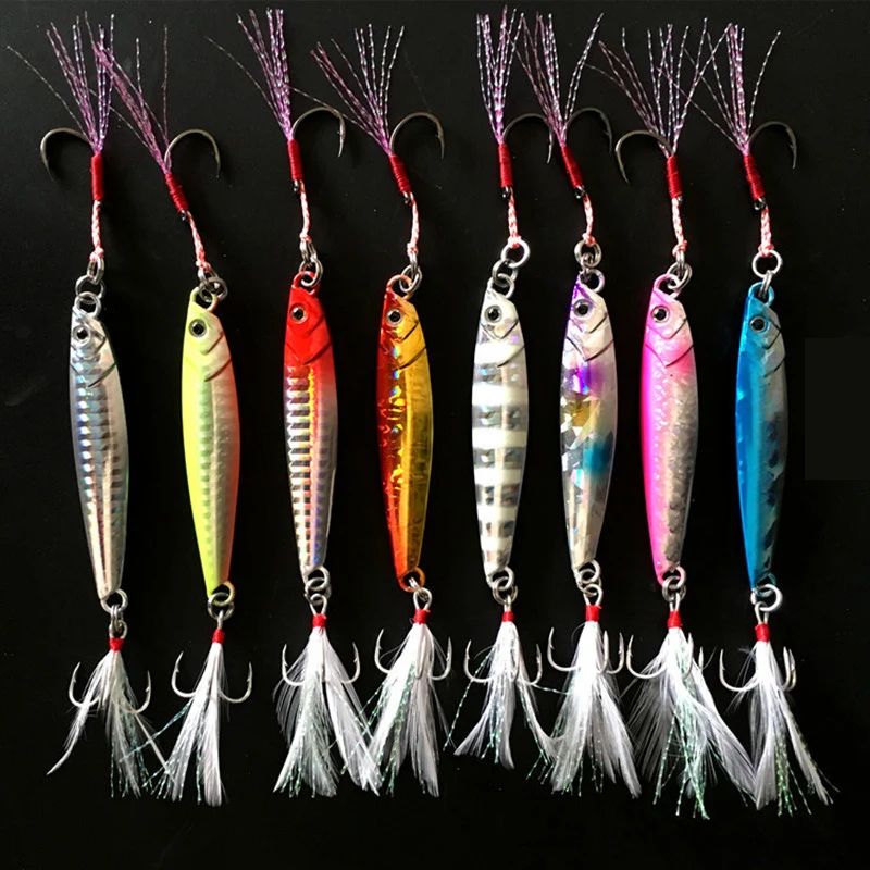 Lot De 6 Leurres De Pêche Gabarit Métal Lumineux 7-60g – Jigging – Eau Douce Et Salée