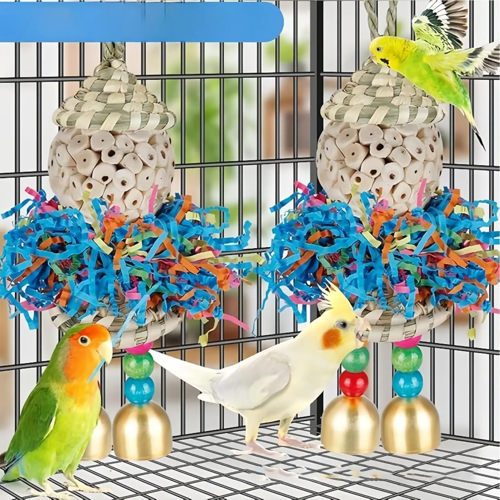 Parrot Foraging Toys 2 Pieces Shredding Toys For Birds Foraging Chewable Ball For Parrot Exercise Enrichment Play Cage Macaw