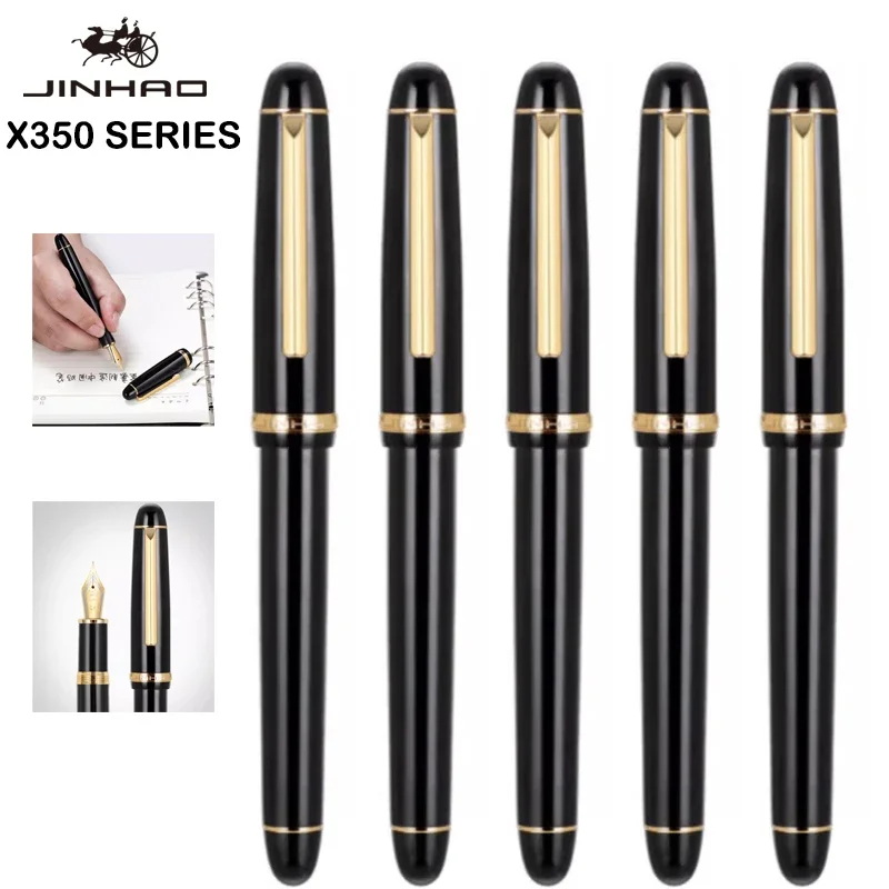 

1/5 PCS JINHAO X350 Fountain Pen Black Gold Clip EF/F/M Nib for Business Writing Signature Office School Supplies Stationary