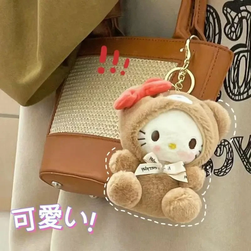 

Cute Sanrio HelloKitty Plush Toy Pendant Couple Bag Kawaii Cartoon Mymelody Keychain Kuromi Pendant Girl Birthday Gift