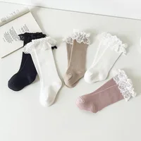 Baby Girls Knee High Socks Long baby Soft Cotton Lace Stuff Princess Sock Ruffle 0-2 Years Newborn Leg Warmers Cute Girl Socks 2