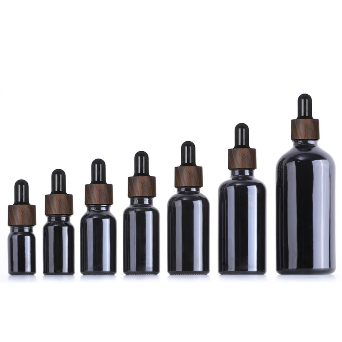 Frosted Black Glass Dropper Bottles Bright Glass Empty Dripper Pipette Bottle Plastic Lid for Essential Perfume Oil Serum essential oil dropper bottle