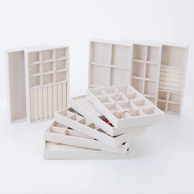 1PC, Flocking Jewelry Box Jewelry Tray, Color: Beige 1