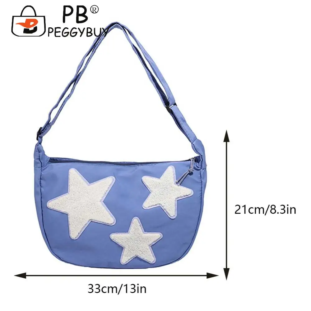 Women Canvas Messenger Shoulder Bag Crossbody Sling Bag Y2k Hobo Pentagram Zipper Satchel Tote Student Book