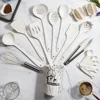 White 10/18Pcs Food Grade Silicone Kitchen Cookware Utensils Turner Spatula Measuring Spoon Cooking Tool Kitchenware Set 5