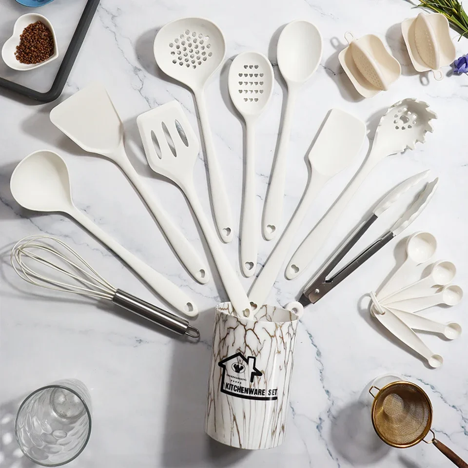 Set 2 Utensilios Silicona Modern Chef | Espátula Lisa Y Cuchara Ranurada | Azul Cielo - Antiadherente