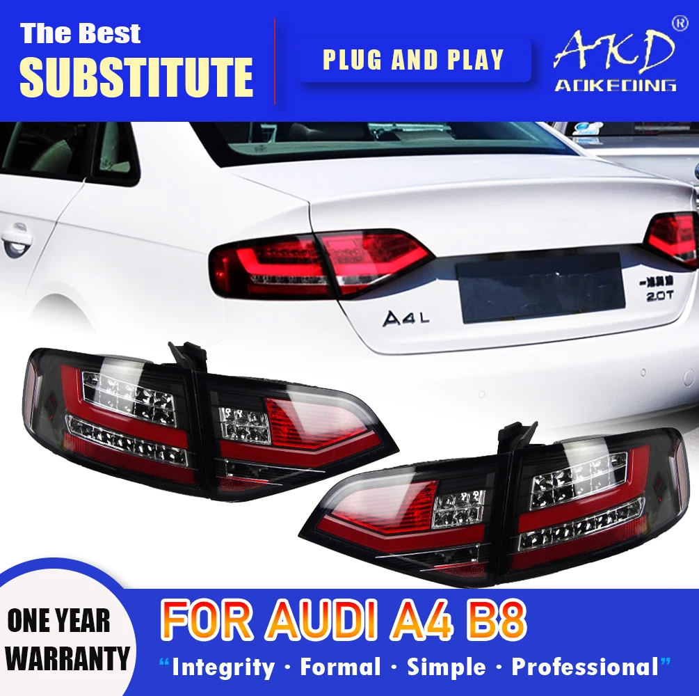 

Задняя фара AKD для Audi A4 B8 светодиодный Tail 2009-2012 A4L, задний противотуманный сигнал поворота, автомобильные аксессуары