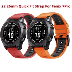 Garmin 22 26mm Fenix 7XPro Silicone Quick Release Strap Belt For Fenix5 5XPlus 6 6XPro Easy Fit Watch Band Instinct Wristband