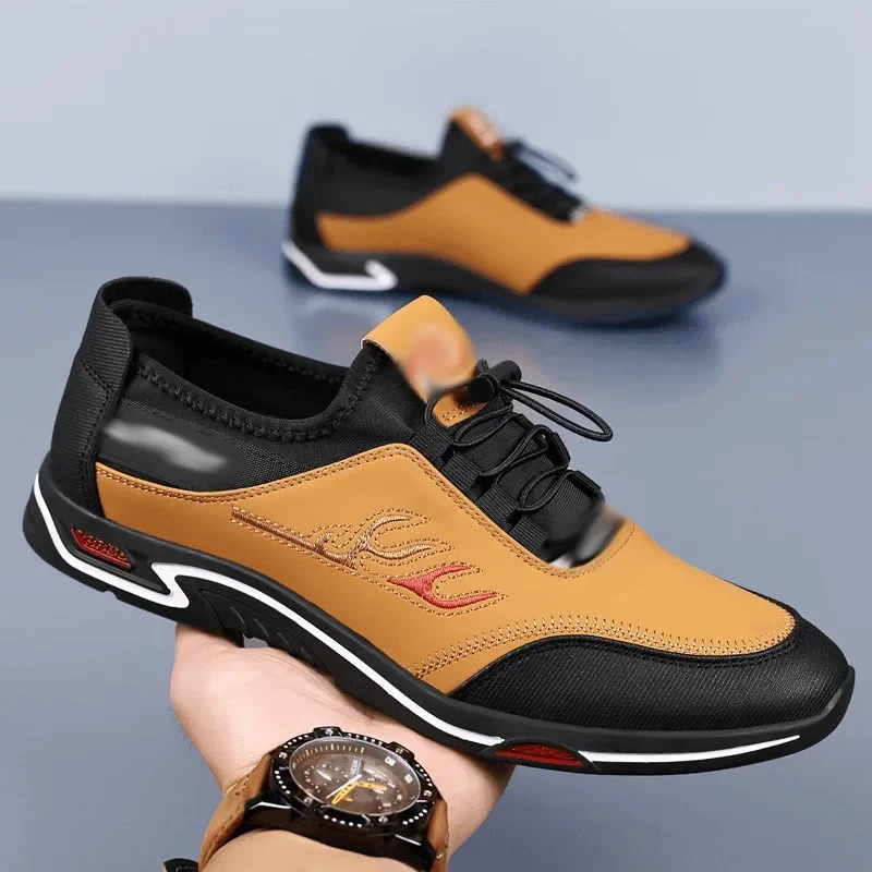 Men's Business Casual Breathable Anti-odor Leather Shoes Fashionable Soft Sole Work Driving Shoes Men's Lightweight Cloth casual shoes leather shoes