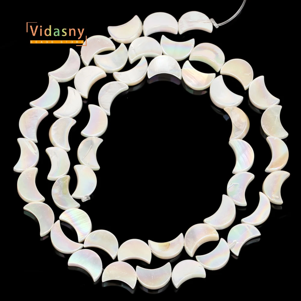 Natürliche Muschelperlen, plattiert, Mondform, Muschelperlen für Schmuckherstellung, DIY-Halsketten-Zubehör, lose Perlen, 38,1 cm