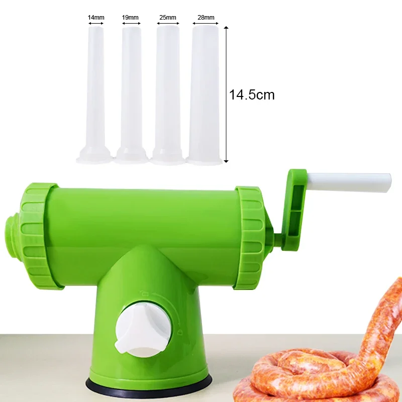 Manual Sausage Stuffer 2lbs Sausage Maker Plastic Meat Filler Filling Tool Stuffer Funnel 14/19/25/28mm Tubes