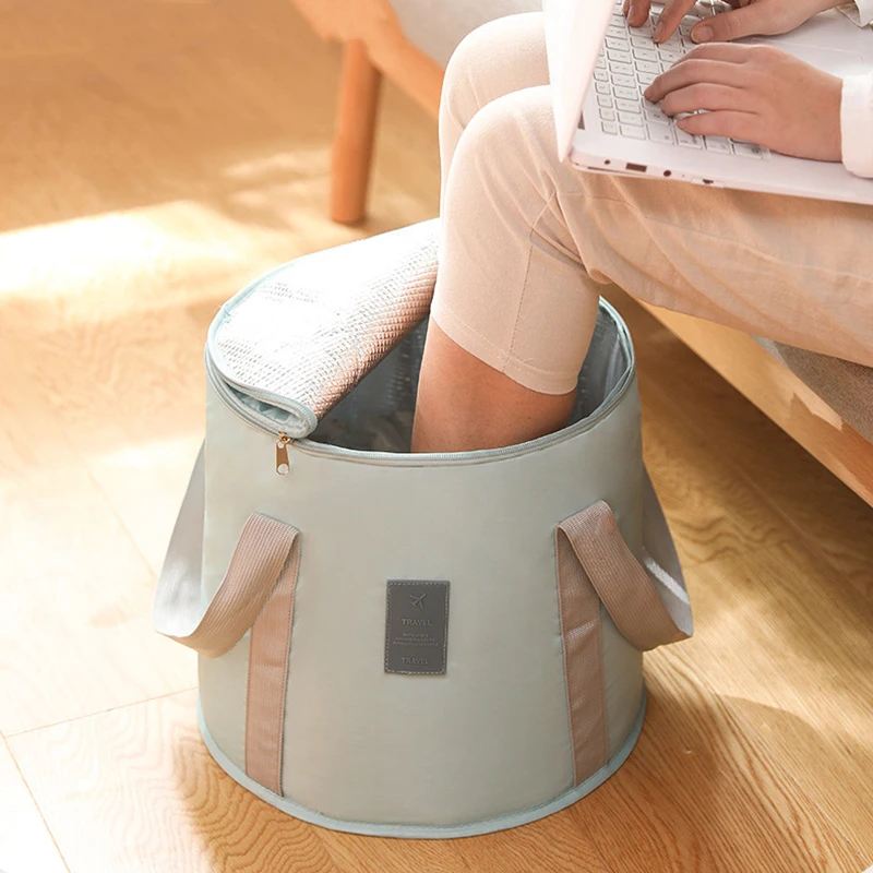 Foldable Foot Bath Bucket Portable Foot Washing Bag Outdoor Travel Camping Washbasin Bucket Fishing Bath Sink Soak Bag