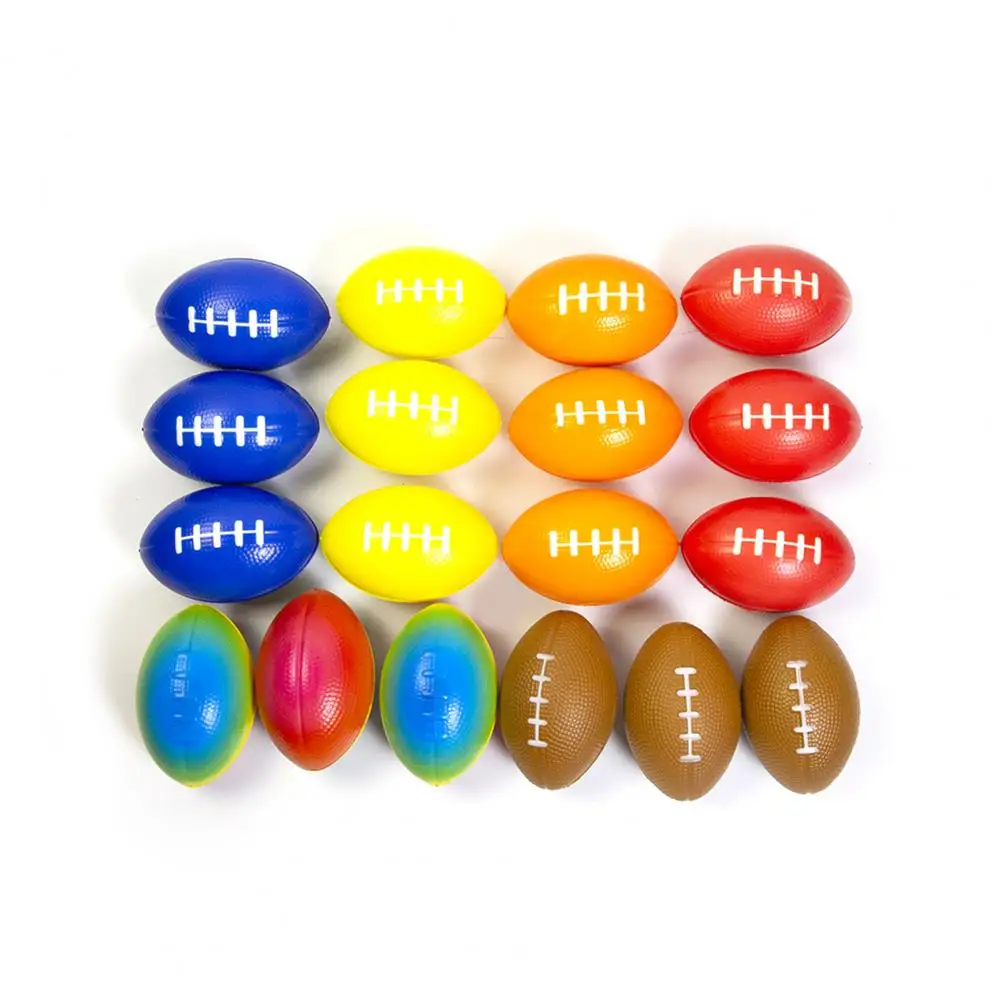12Pcs Mini Rugby Ball Football Stress Ball Hand Grip Football Training Stress Anxiety Relief High Elasticity Party Toys