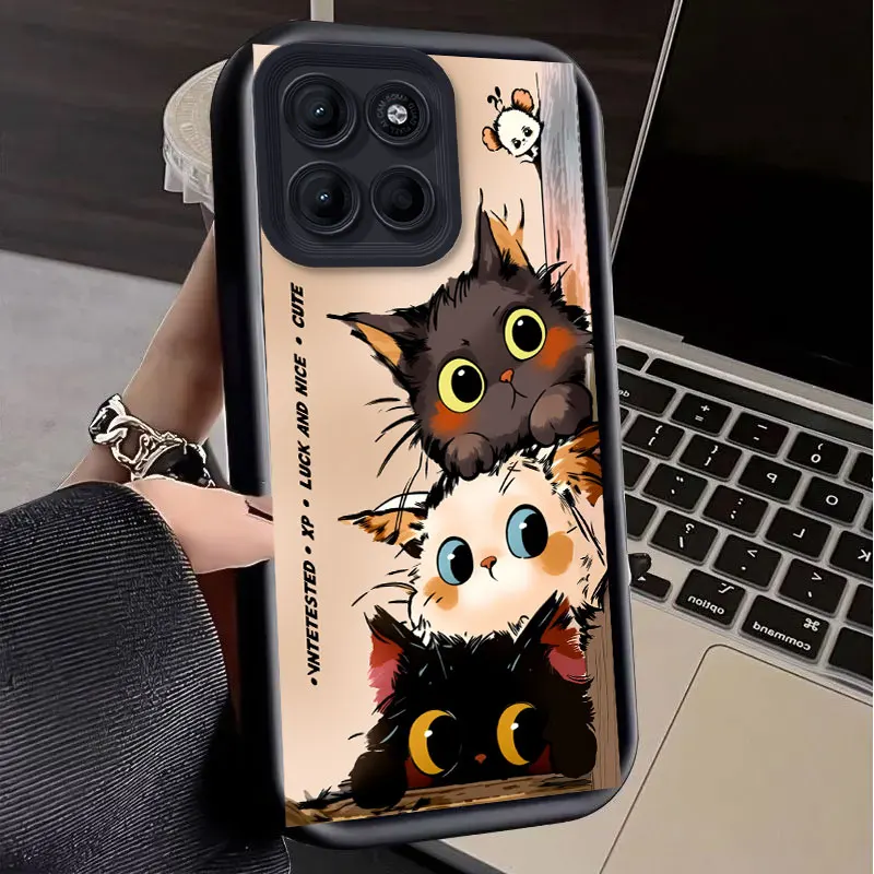 Flexible Silicone Shockproof Case with Cute Cat Print Pattern - Protective Cover