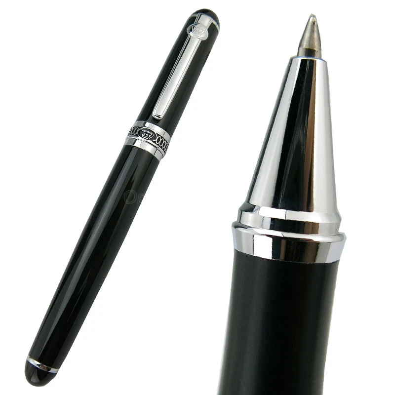 Duke D2 Professional Roller Ball Ballpoint Pen Black Barrel Silver Trim Stationery Supplies Writing Tool Pen Gift