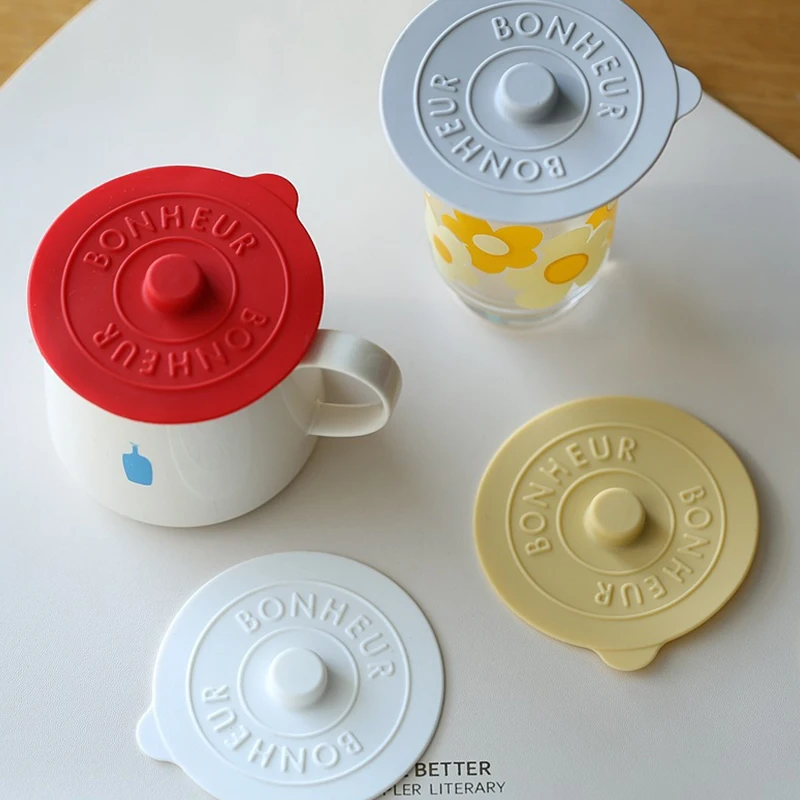 Silicone Mug Glass Cup Cover 1PC Sealing Protective Lid Heat Temperature Preserve for Tea/Coffee/Milk with Convex Handle