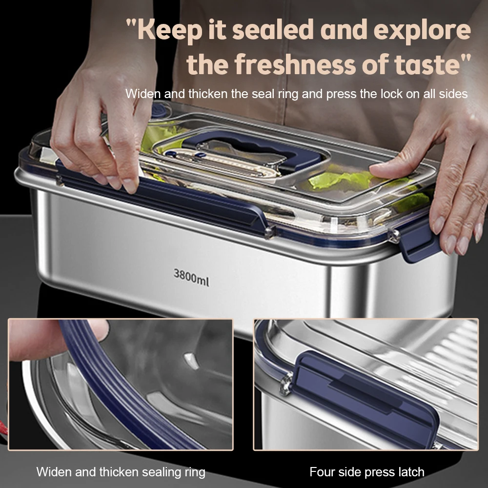 Food Storage Containers with Lids Airtight Food Grade 316 Stainless Steel Large Capacity Leakproof Kitchen Storage Container