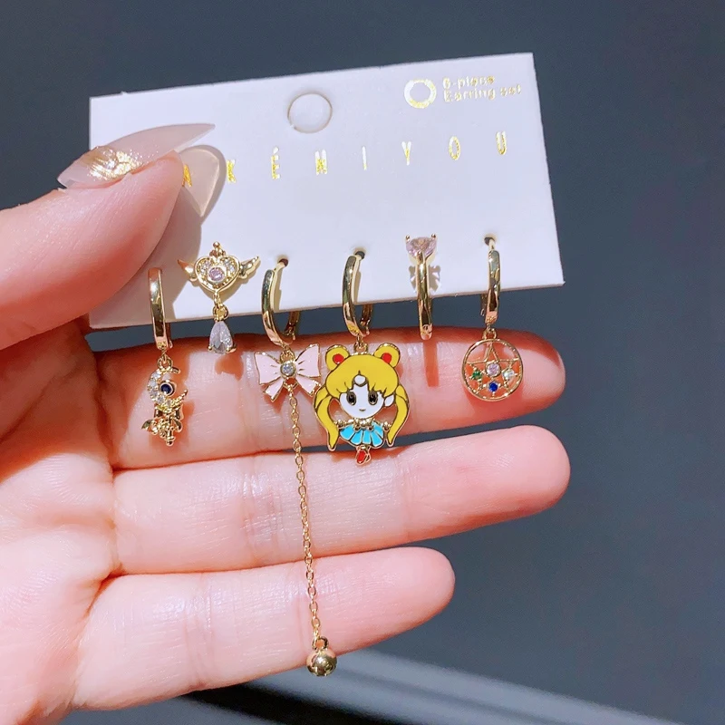 Yakemiyou New Design Cartoon Drop Earrings Set for Women Gold Color Plated Huggie Cubic Zircon Jewelry 2