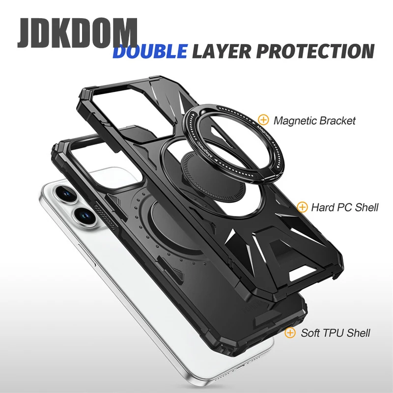 Shockproof Magnetic Ring Stand Case with Bracket Cover