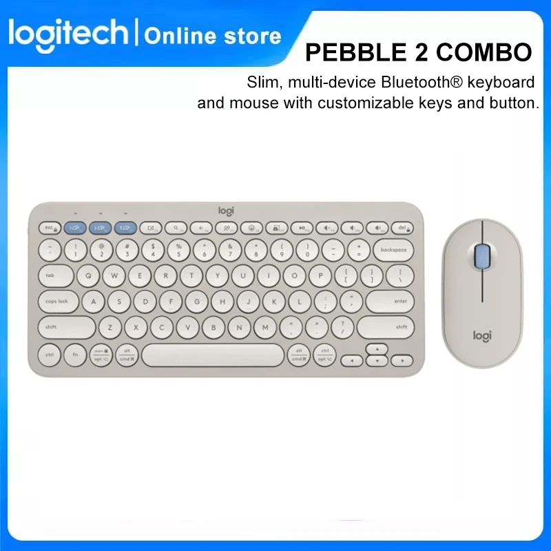 

Беспроводная Bluetooth-клавиатура Logitech PEBBLE 2, Беспроводная Bluetooth-мышь для нескольких устройств, Windows Pad, Android, IOS