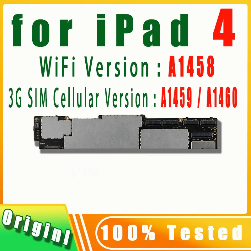 100% Originale No Icloud Plate A1458 O A1459 A1460 Per Ipad 4 Scheda Madre 16Gb 32Gb 64Gb Con Chip Ios System Logic Board