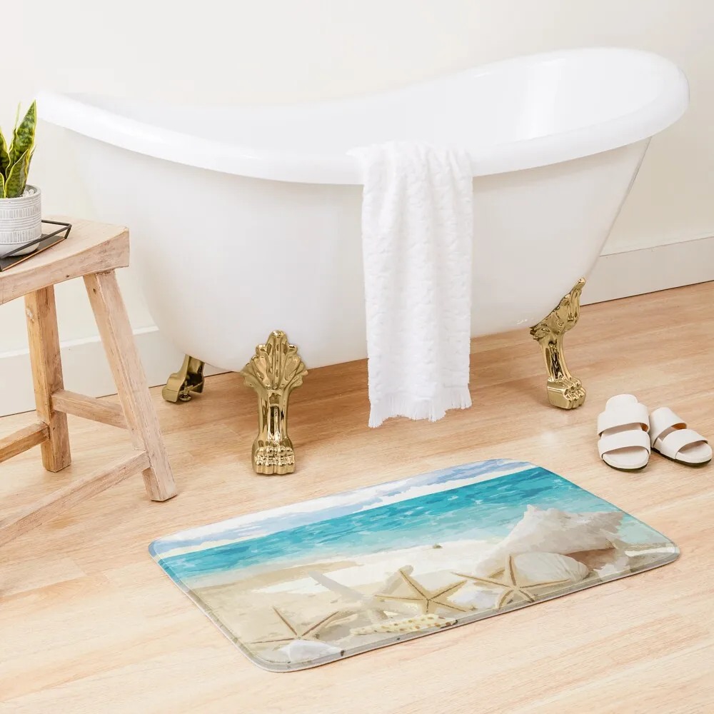 

Seashells on the Beach Bath Mat Toilet Rug Carpet Mat Rug Hallway Carpet