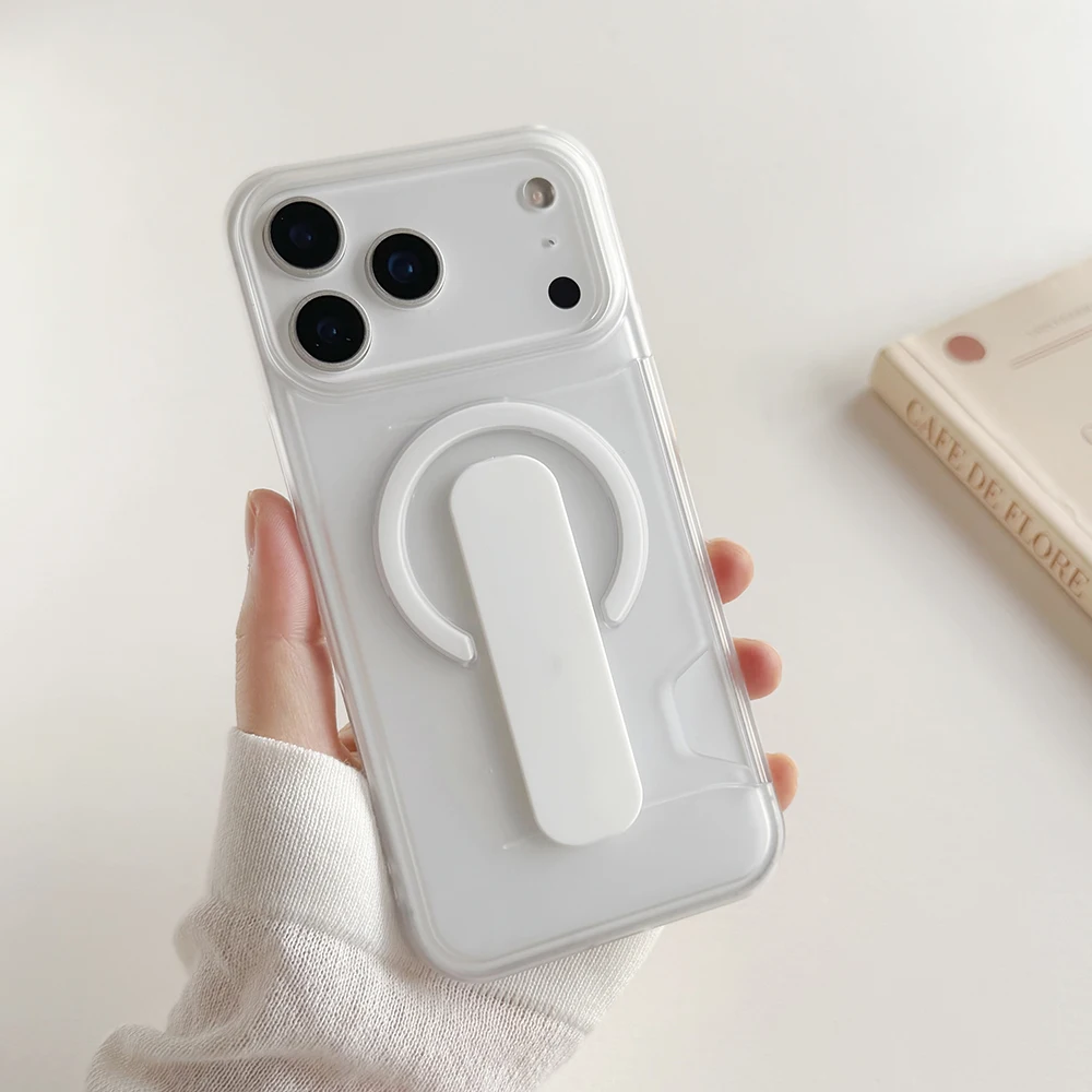 غطاء هاتف مغناطيسي شفاف بتأثير الضباب الجليدي مع ح...