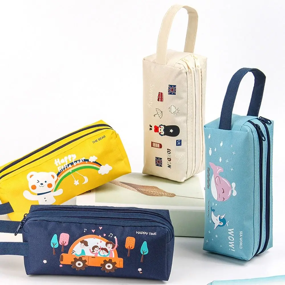 Learning Stationery Large Capacity Marble Pattern School Supplies Pen Pouch Pencil Case Zipper Pouch Cartoon Pen Bag Pencil Bag 2021 new pencil case standing stationery bag large capacity pencil case pen pouch holder school college office organizer