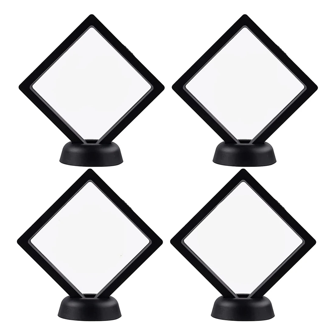 

4 Pieces of Challenge Coin Holder 3D Floating Frame with Bracket Anti-Tarnishing Jewelry Box Coin Display Cabinet Black