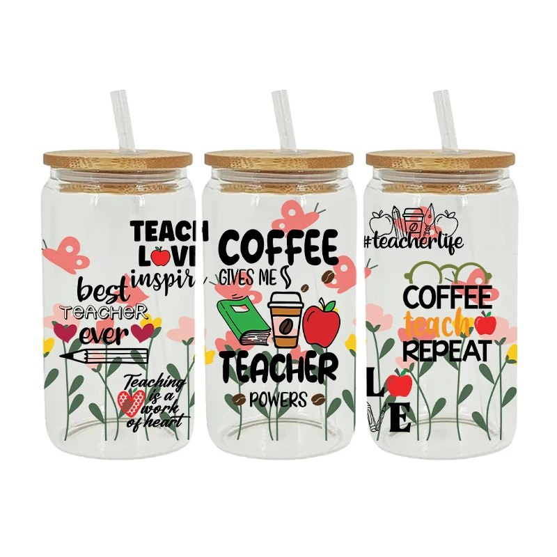 School UV DTF Libbey Cup Wrlowerap Iron On Transfer For Glass Stickers 16oz D10770