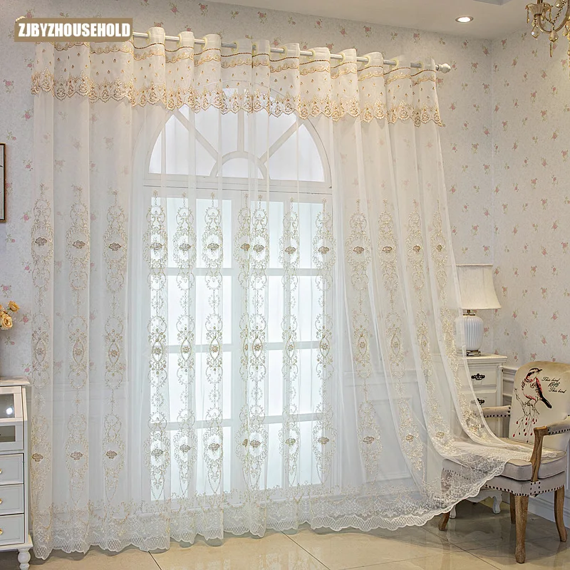 Nordic Modern European Style Embroidered Gauze Curtains for Living Room Luxury Three-dimensional Window Screens Window Bedroom