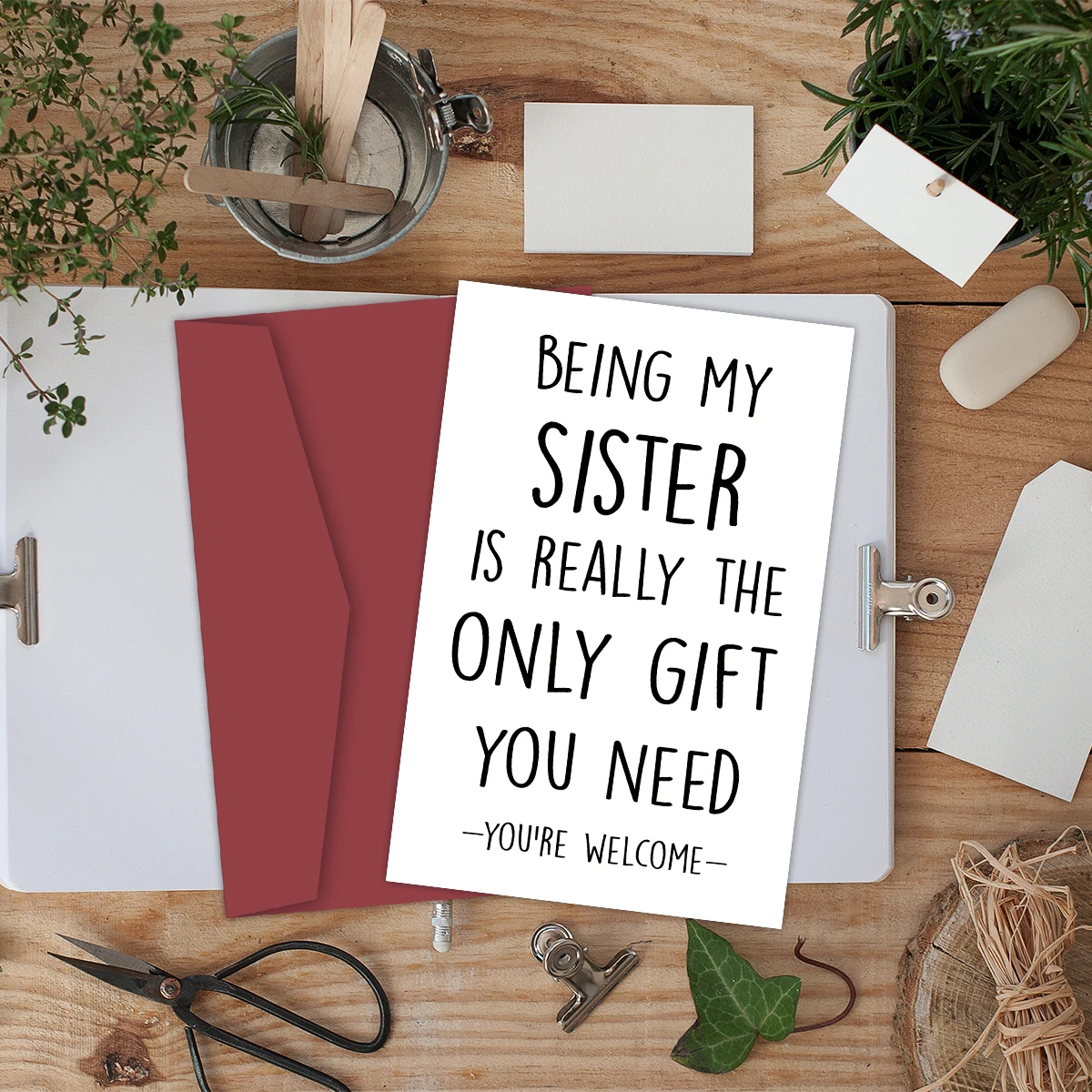 1PC lustige Geburtstagskarte für Schwester, humorvolle Geburtstagsgrußkarte für Schwester, Schwester-Geschenkkarte, personalisierte Karte mit Umschlägen – Detail 6