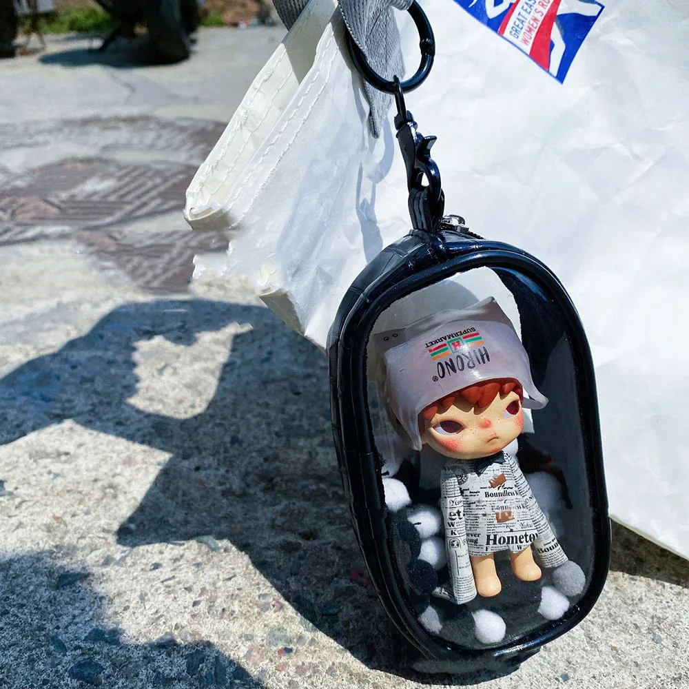 

Transparent Mystery Box cartoon Doll Display Bag Keychain Bag Storage Case Thicken Toy Organizer Boxes Earphone Storage Bags