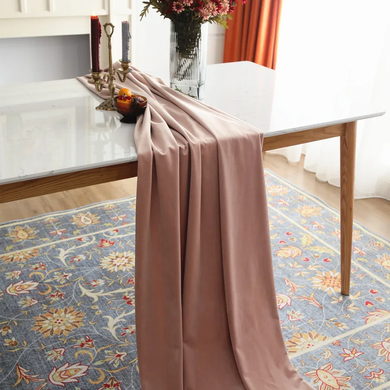 High-end Dirty Pink Suede Tablecloth Velvet Luxury Style Girl Style