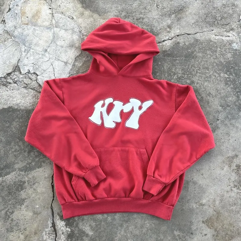 Fashionable Gothic Trendy Letter Printed Oversized Pullover Men's 2024Y2K Streetwear Harajuku Loose Casual Hoodie Tops Clothes 6