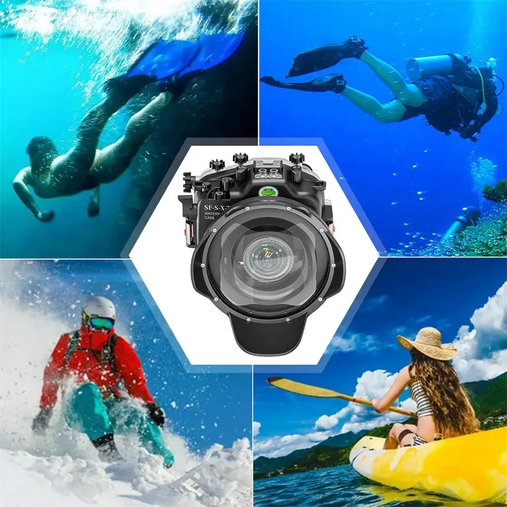 Seafrogs 다이빙 하우징 케이스, FUJIFILM X-T5 XF 16-55 XC16-50 XF18-55 렌즈용, 6 인치 포트, 다른 렌즈 맞춤형 지지대