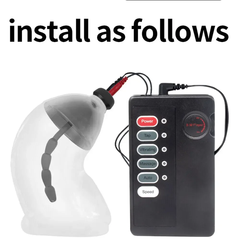 Electric Penis Plug Chastity Cage Penis Ring Urethral Stimulation Dilator Massager Testicle Stretcher BDSM Sex Toys For Male