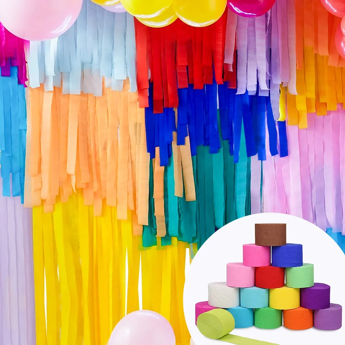 Crepe Paper Streamers 1roll 4.5cm*25 meters Tissue Paper Roll Flower Craft Birthday Wedding Party Backdrop DIY