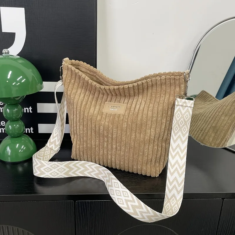 Versatile Women's Corduroy Crossbody Shoulder Bag, Suitable for Holding Tablets, Mobile Phones, Books, travel, Mother's Day Gift