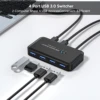 AIXXCO USB KVM Switch USB3.0 Sharing Controller Hub Adapter USB3.0 2 Inputs 4 Outputs For Computer Printer Keyboard Mouse 5