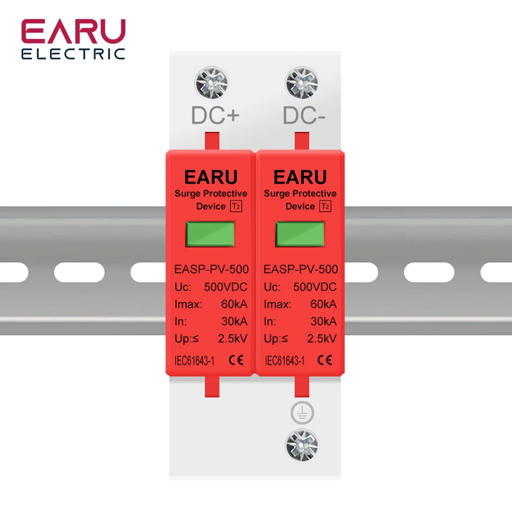 Surge Protector Voltage Protector Over Voltage Protector SPD 2P 3P DC 500V 800V 1000V 20KA~40KA 30KA~60KA House Lightning Surge Protector PV Solar