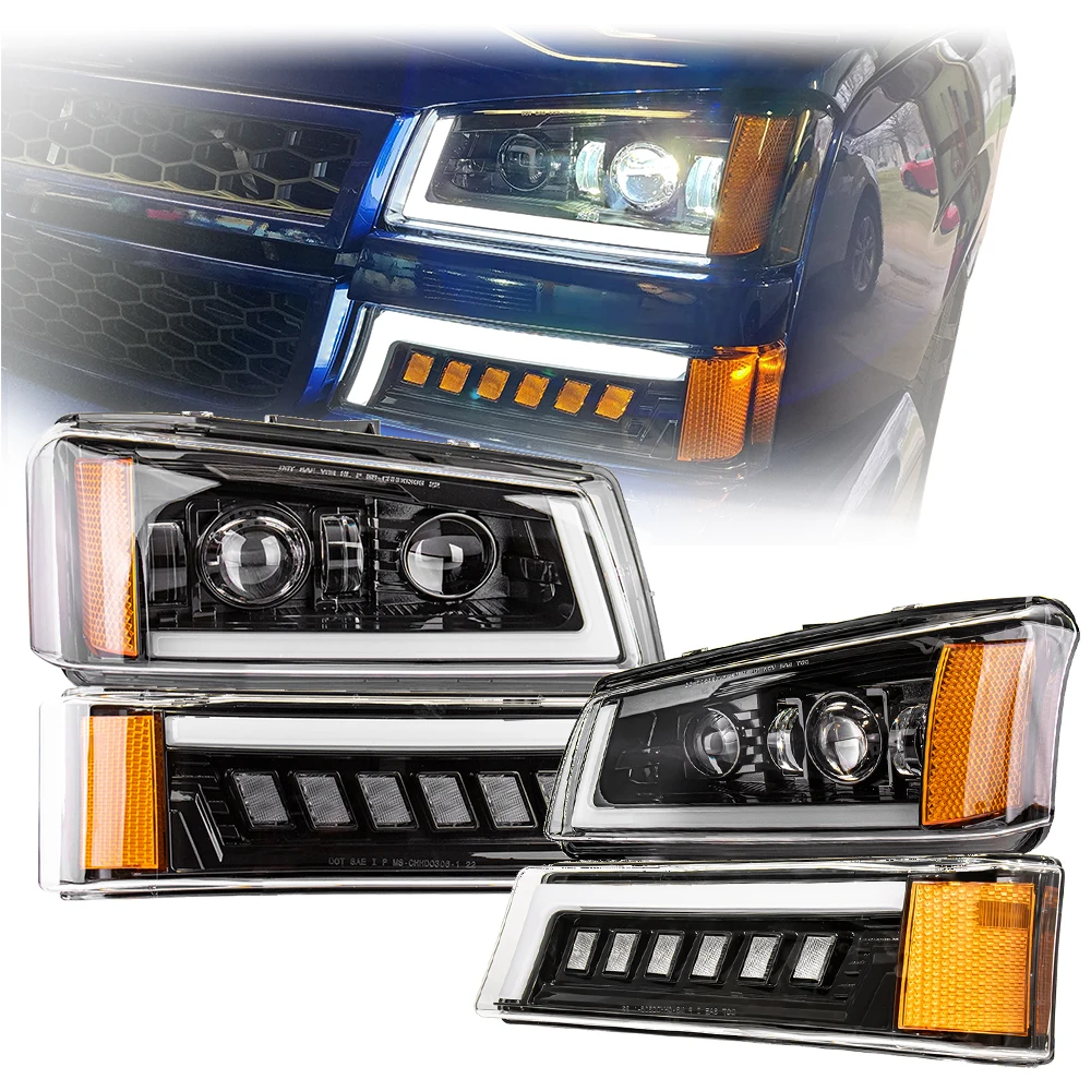 

For Chevy Silverado Car Accessories LED Replacement Headlamp 84W Hi/Lo Beam Headlights whit Bumper Turn Signal Lights