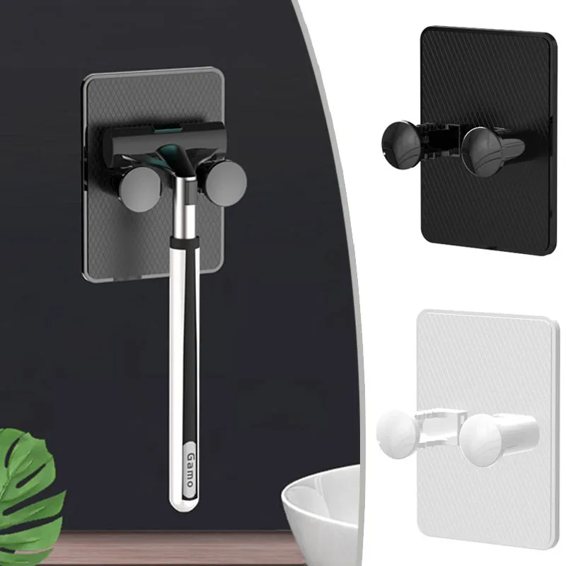 

Shaver Holder Bathroom Wall-Mounted Punch-Free Shaver Storage Rack Razor Holder Multifunctional Plug Hooks Bathroom Organizer