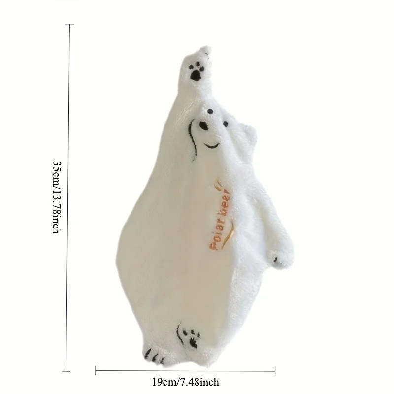Super Absorbent 1pc Cute Polar Bear Hand Towel,Coral Velvet,Thickened Cartoon,Hanging Hand Towel,Suitable for Multiple Scenarios